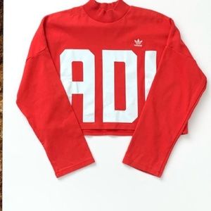 Adidas Original Crop top mock neck large red